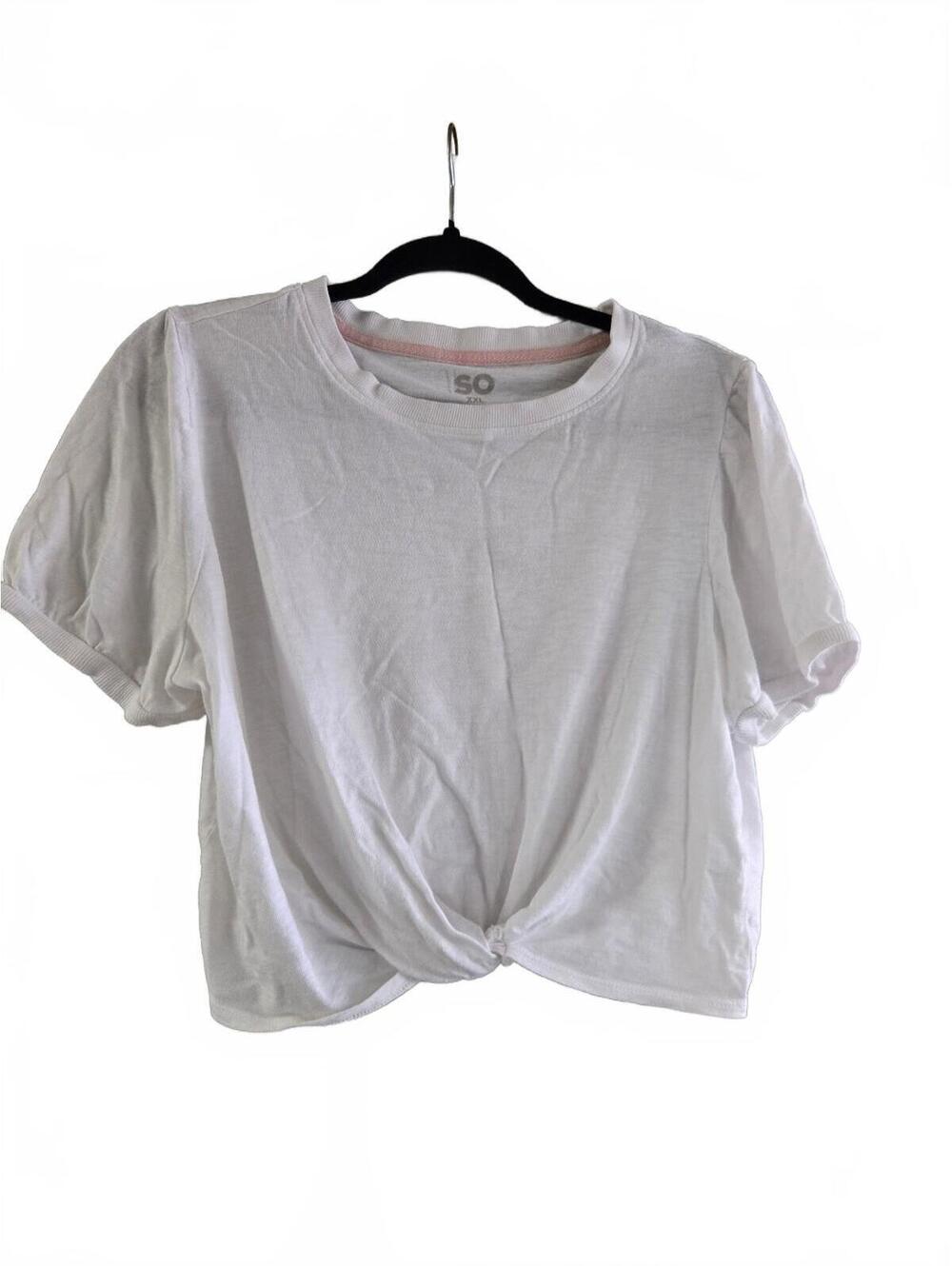 SO Women's White Cotton Modal Blend Cropped T-Shirt XXL